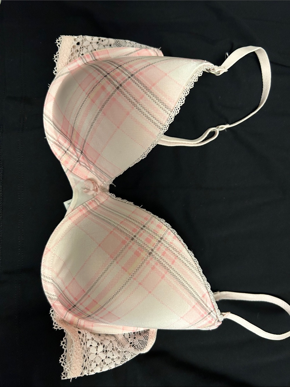 La SENZA Pink Plaid Lace-Trim Bra